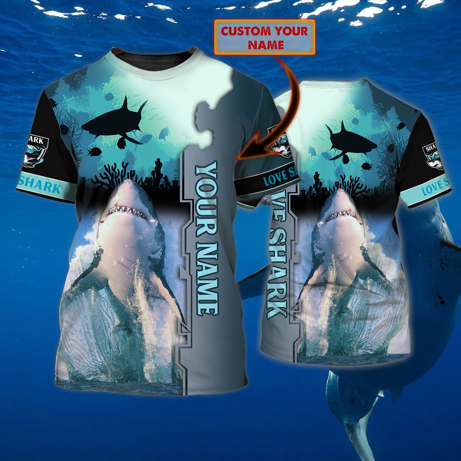 Shark Lover – Personalized Name 3D Tshirt – Vxh98