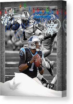 Carolina Panthers Christmas Card Joe Hamilton Canvas Print