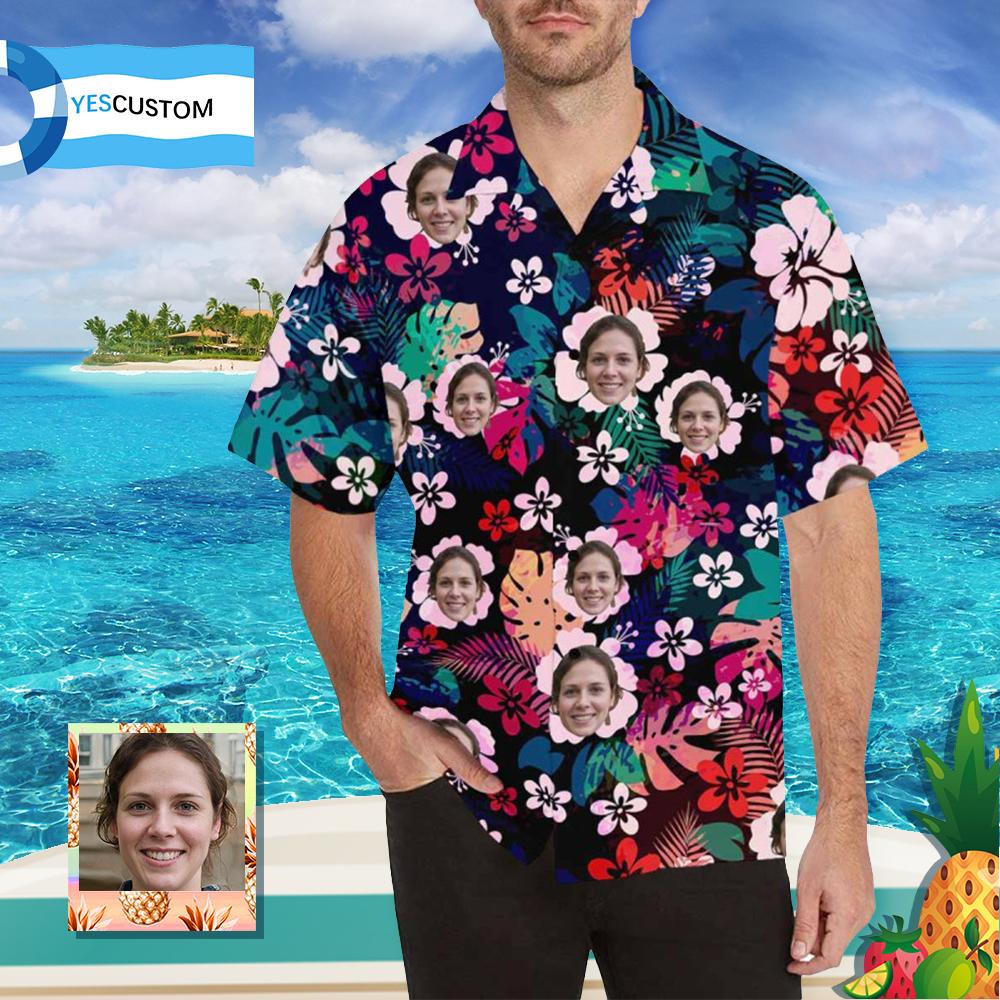 Custom Face Flower Cluster All Over Print Hawaii Shirt Ha3017