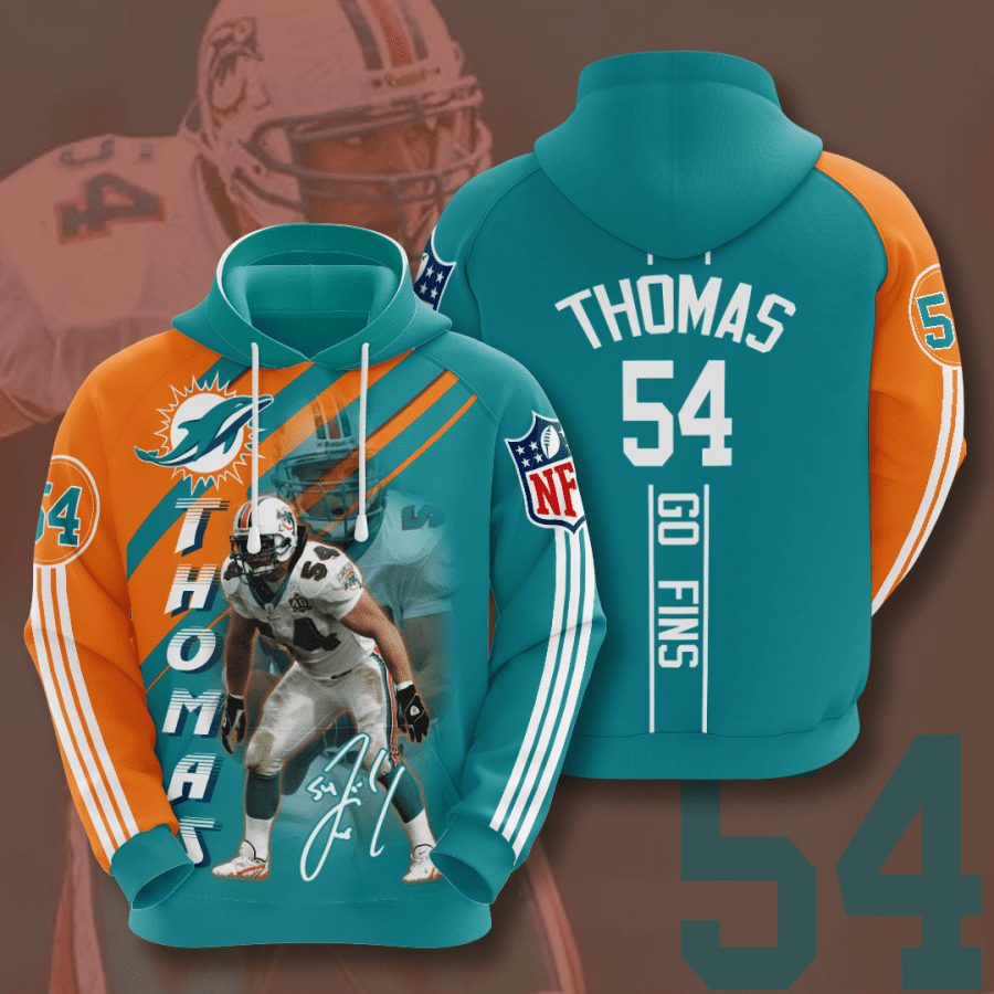 Miami Dolphins Zach Thomas 12 Unisex 3D Hoodie Gift For Fans