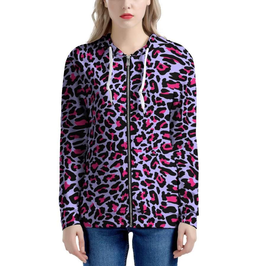 Neon Leopard Women’s Zip Up Hoodie