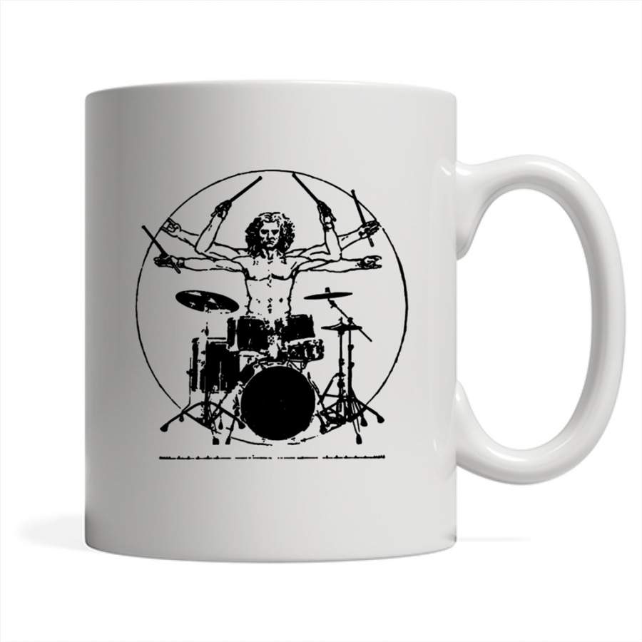 Da Vinci Drums Drummer Shirt Vintage Drums Shirt Cool Drum (w) – Full-Wrap Coffee White Mug