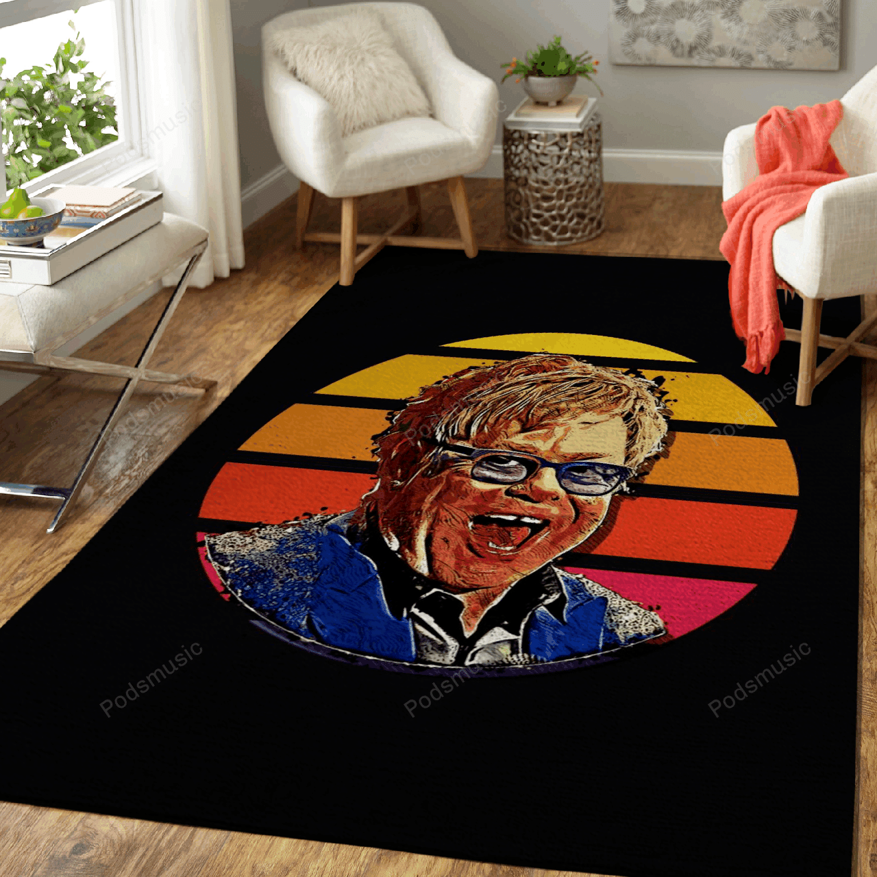 elton retro – Music Art For Fans Area Rug Carpet