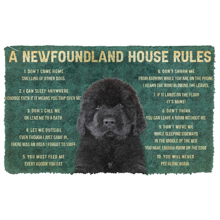 Waybackapparel House Rules Newfoundland Dog 3D Doormat