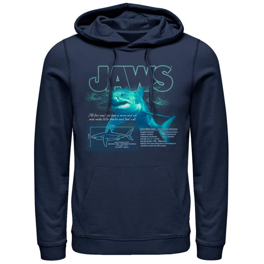 Jaws Men’s Shark Blueprint  Lightweight Hoodie