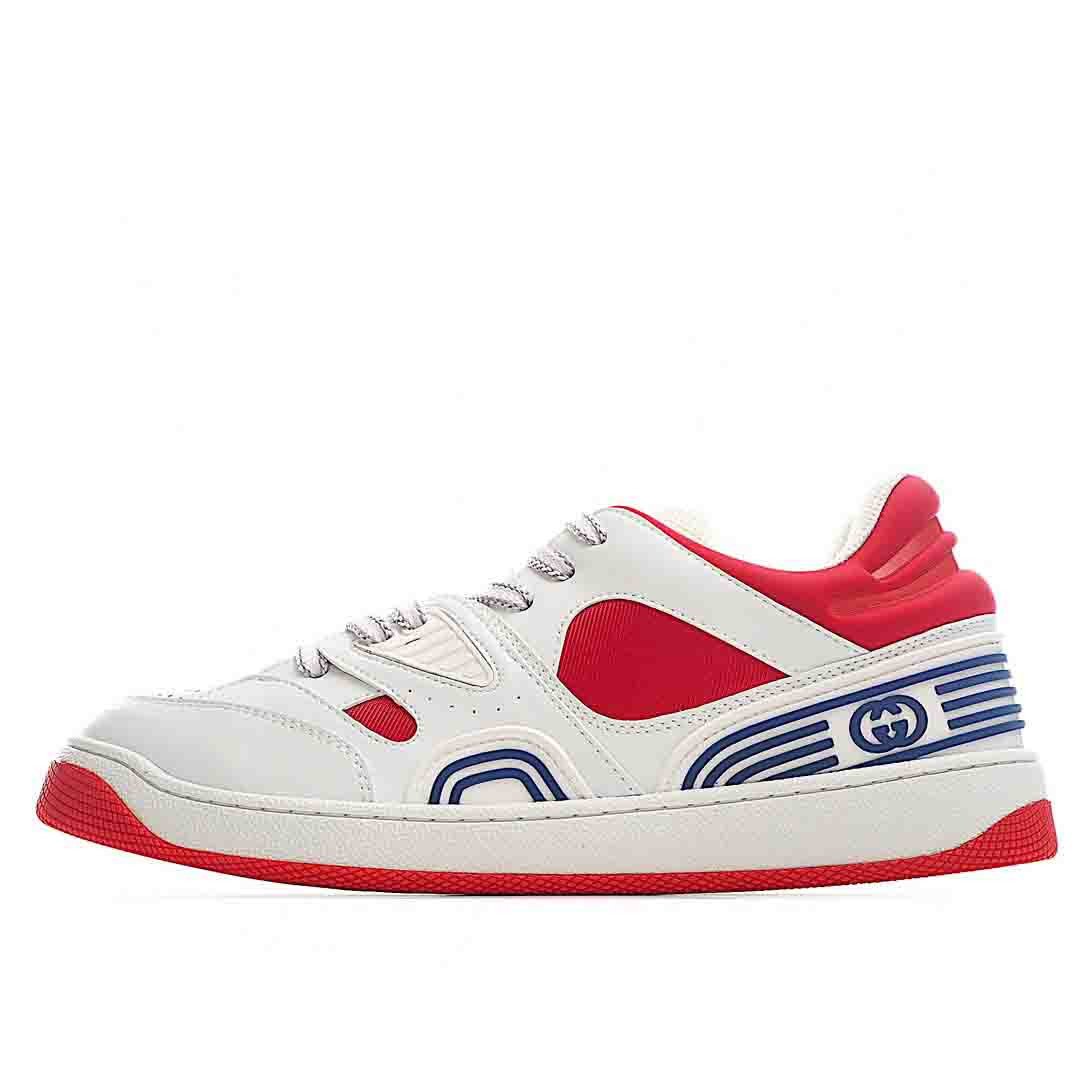 Gucci Basket Low Shoes Sneakers In WhiteRed SNK912484115