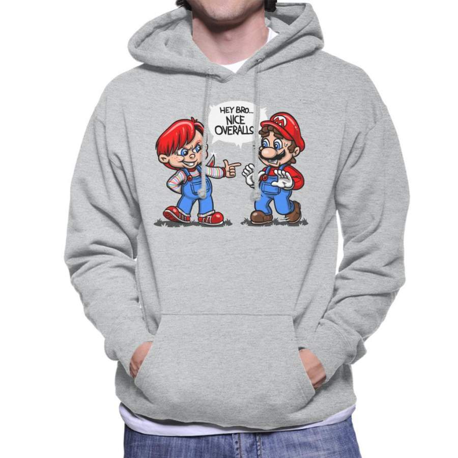 Nice Overalls Chucky And Super Mario Men’s Hooded Sweatshirt