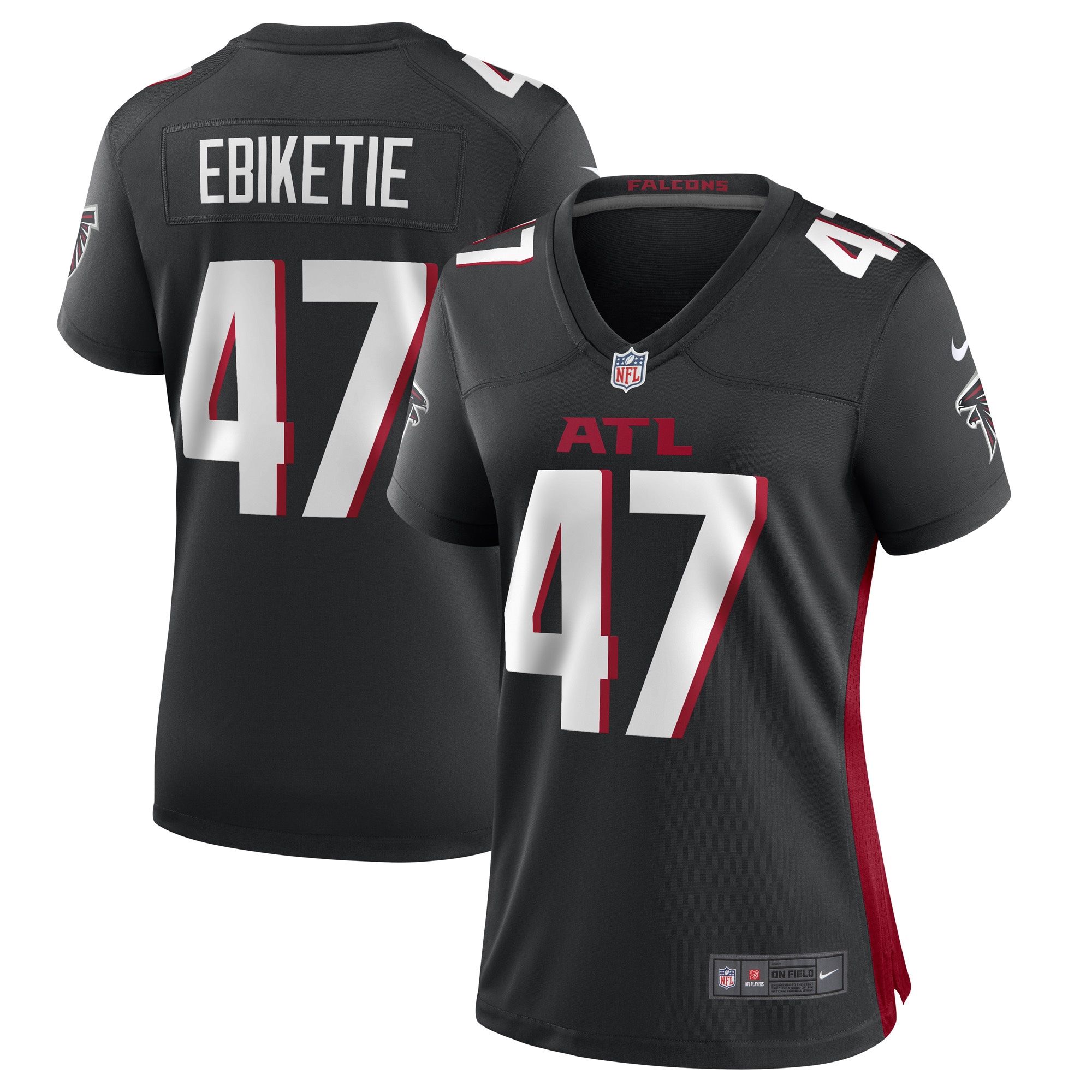 Women’s Arnold Ebiketie Atlanta Falcons Black Game Player Jersey