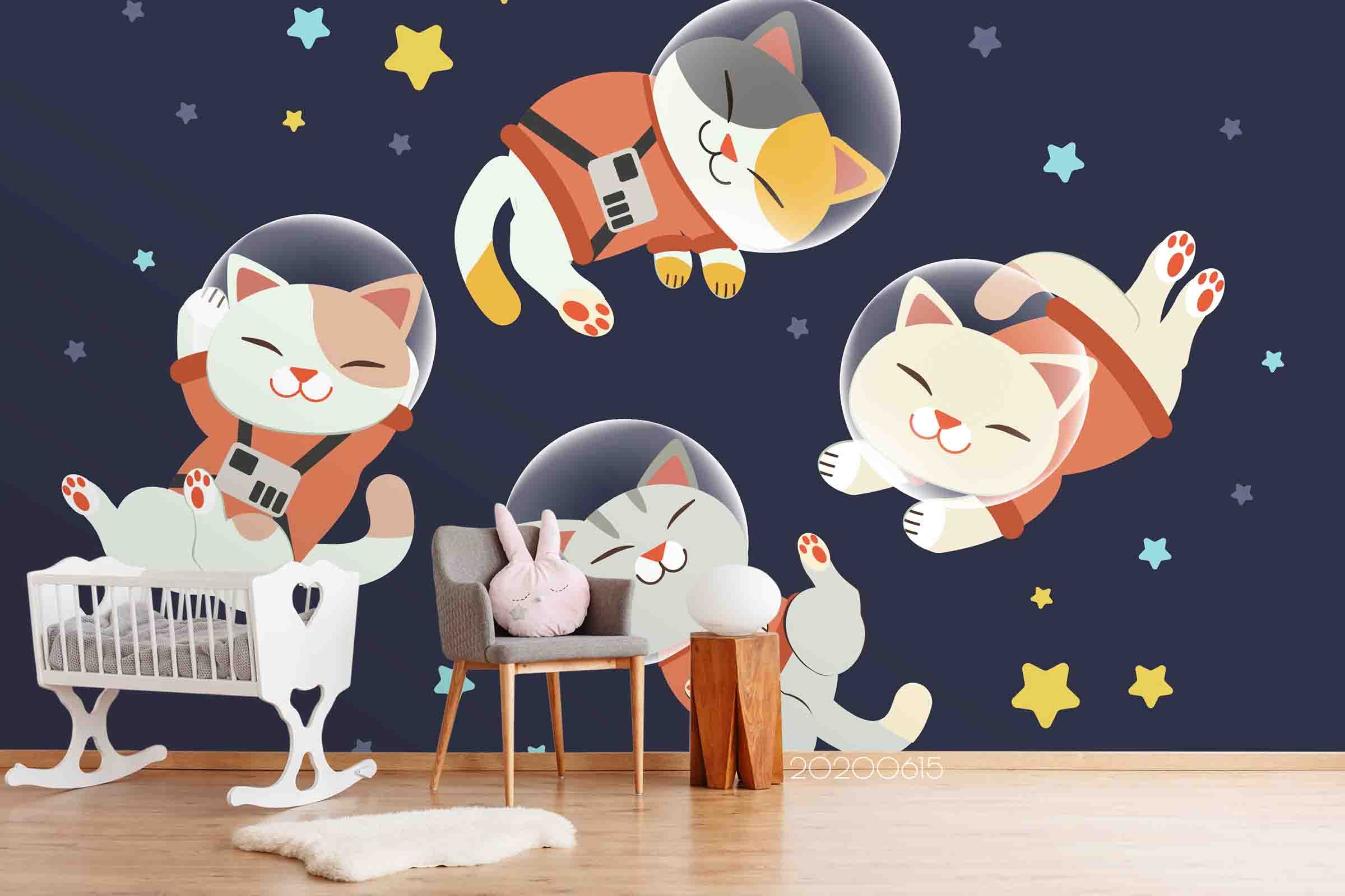 3D Space Smiley Astronaut Animal  Wall Mural Wallpaper Lxl 14