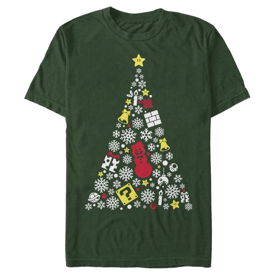 Nintendo Men’s Christmas Evergreen Mario  T Shirt