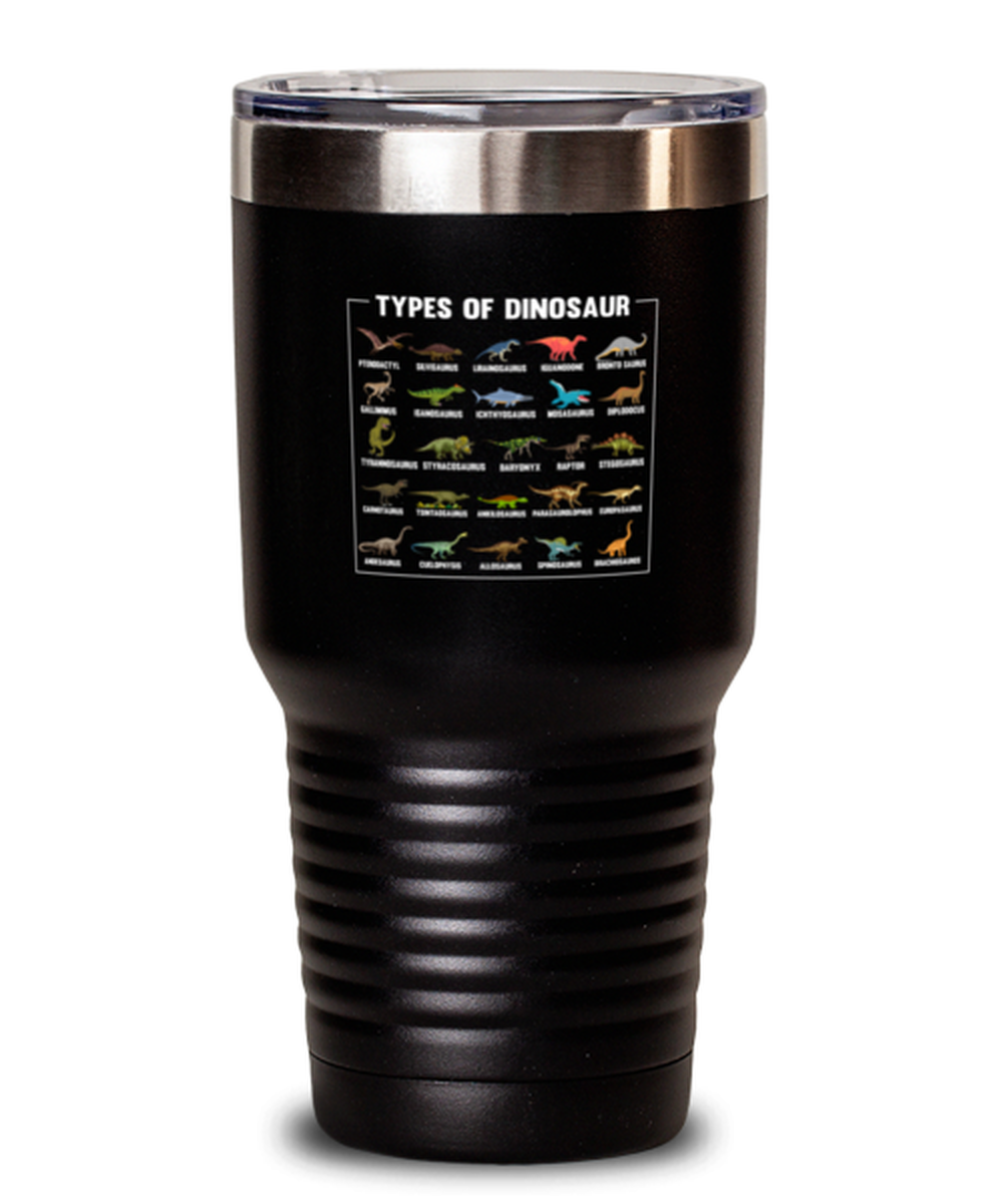 Tumbler 30 Oz Stainless Steel Insulated Funny Types Of Dinosaurs Dino Identification