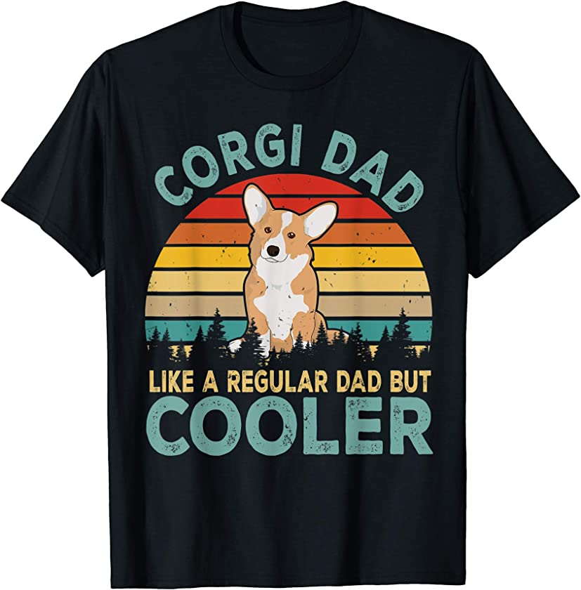 Vintage Retro Happy Father’s Day Matching Corgi Dog Lover T-Shirt