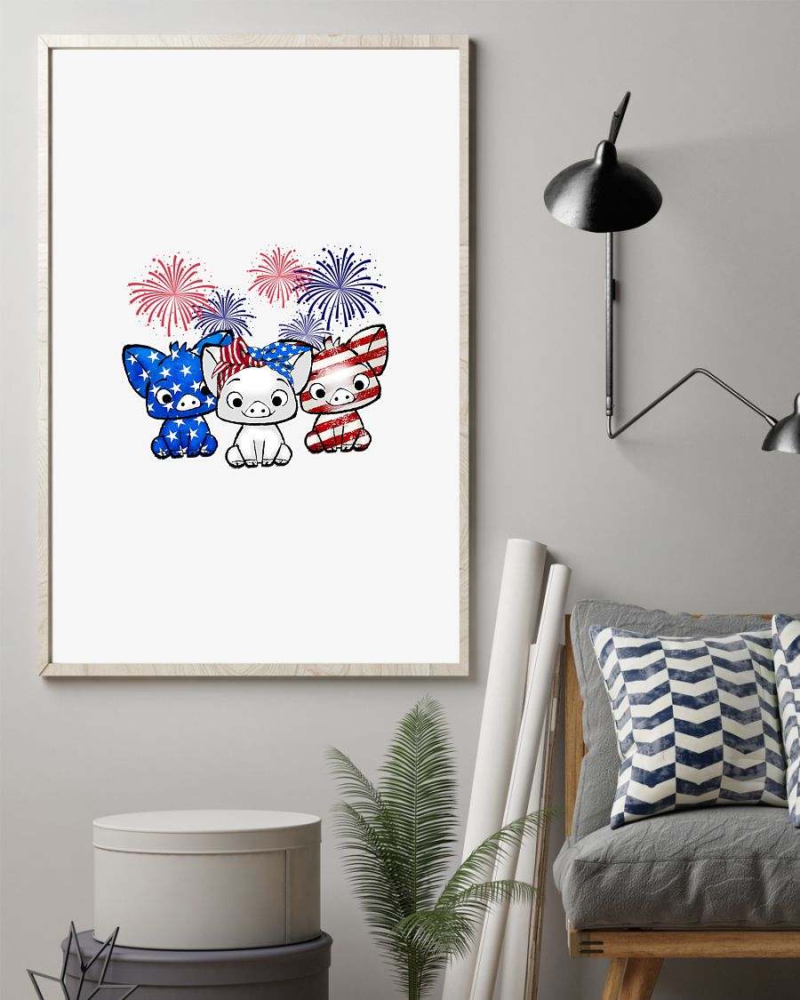 pig freedom color american Independence day poster 12×18, 16×24, 24×36