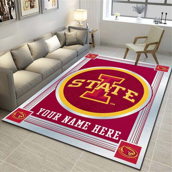 Iowa State Cyclones Personalized Rug, Team Living Room Carpet, Customized Floor Decor