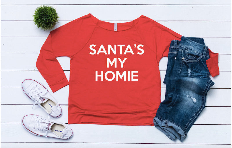 Sweater For Ugly Sweater Party, Funny Sweater, Santa’S My Homie, Women’S Christmas Outfit,Women’S Holiday Top,Cute Christmas Top,Xmas Shirt