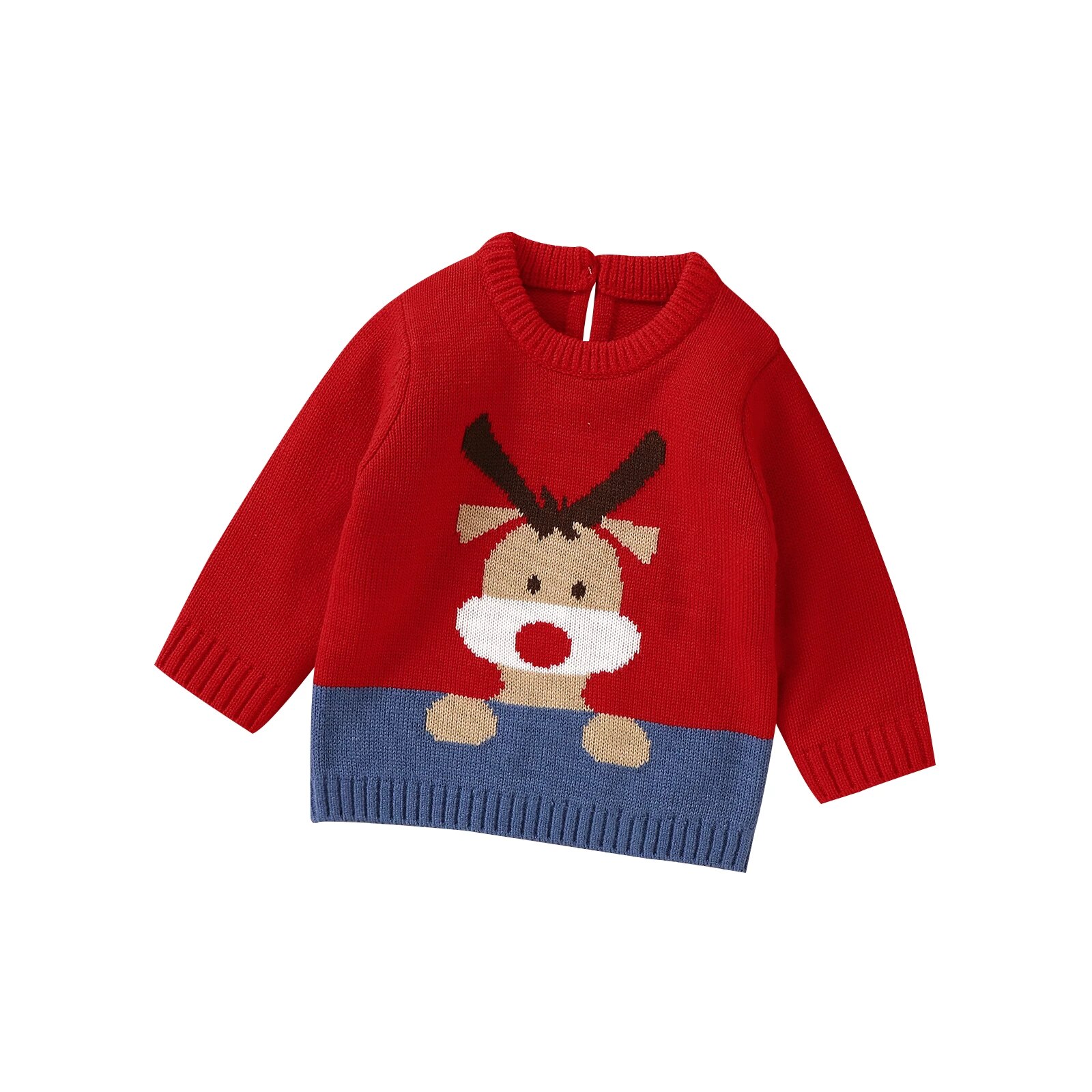 Toddler Kids Baby Girls Boys Christmas Sweaters, Long Sleeve Round Neck Deer Print Knit Pullover Tops 6M-3T alx