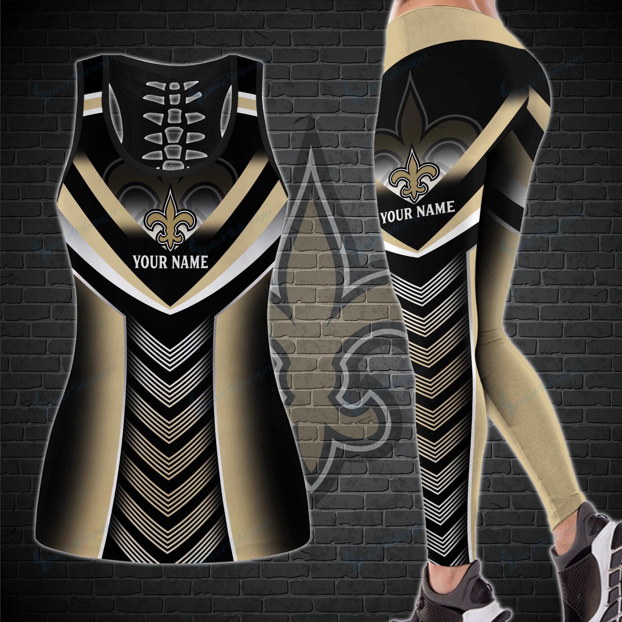 New Orleans Saints Personalized Leggings And Tank Top Bg24