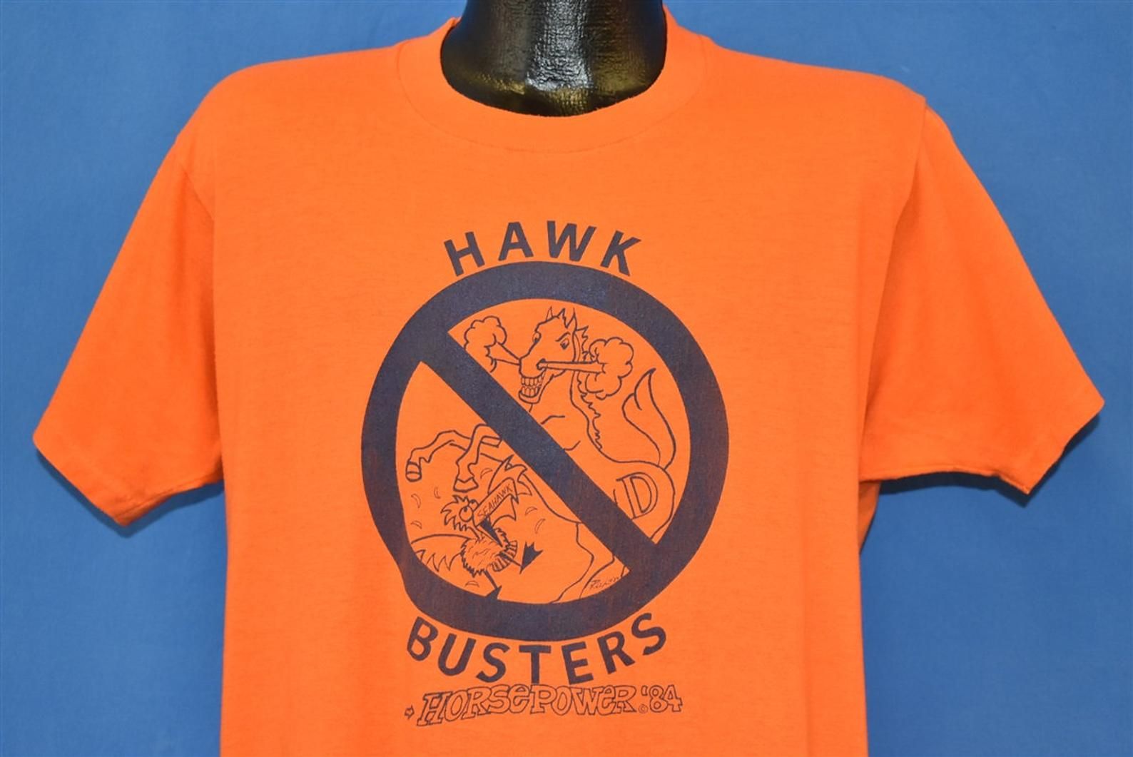 80S Denver Broncos Hawk Busters Football T-Shirt Extra