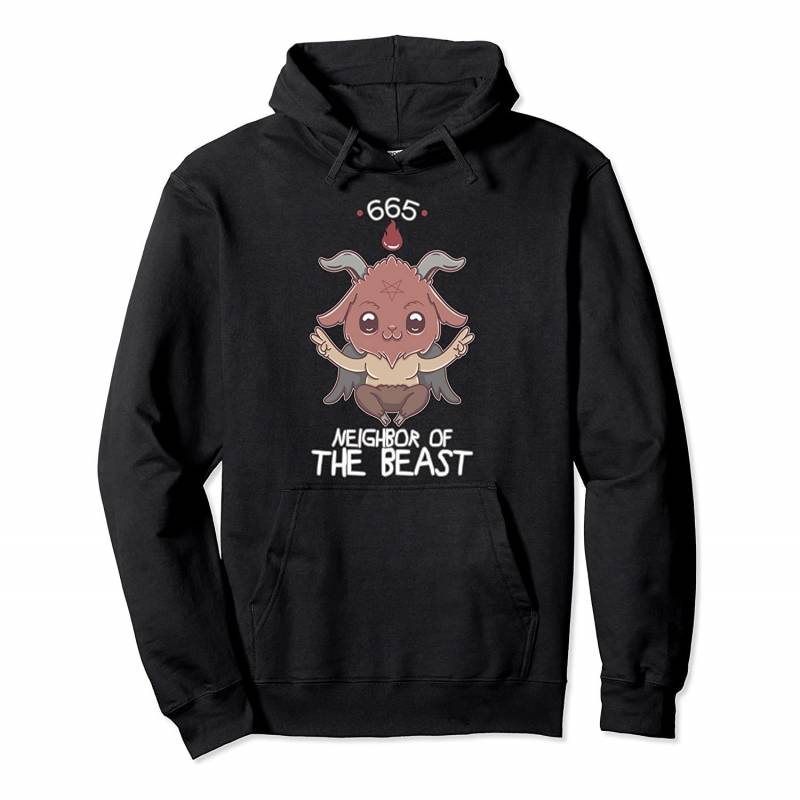 665 Neighbor Of The Beast Kawaii Satan Cute Devil Baphomet Pullover Hoodie