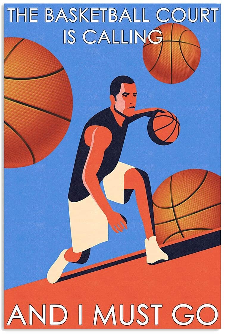 Vintage Man Basketball – Basketball Court Calling Must Go Poster Art Print      Home Decor Gift For Men Women Family Friend On Birthday Xmas