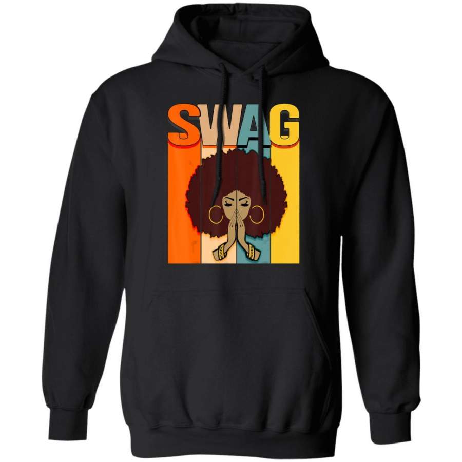 Swag Vintage Retro Melanin Black Afro Woman Queen Gift Hoodie