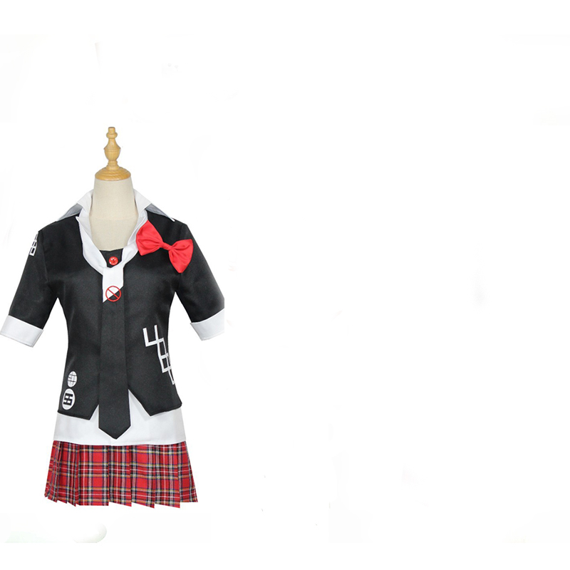 Anime Danganronpa Cosplay Costume Enoshima Junko Uniform Cafe Work Clothes Short Skirt Double Tail Braid Wig alx