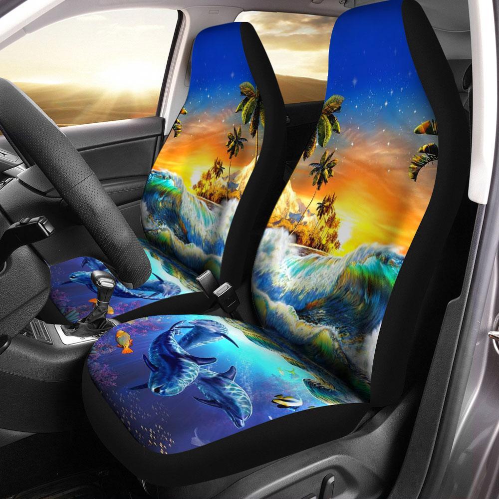 Beauty Dolphins Print Car Seat Covers Set Of 2