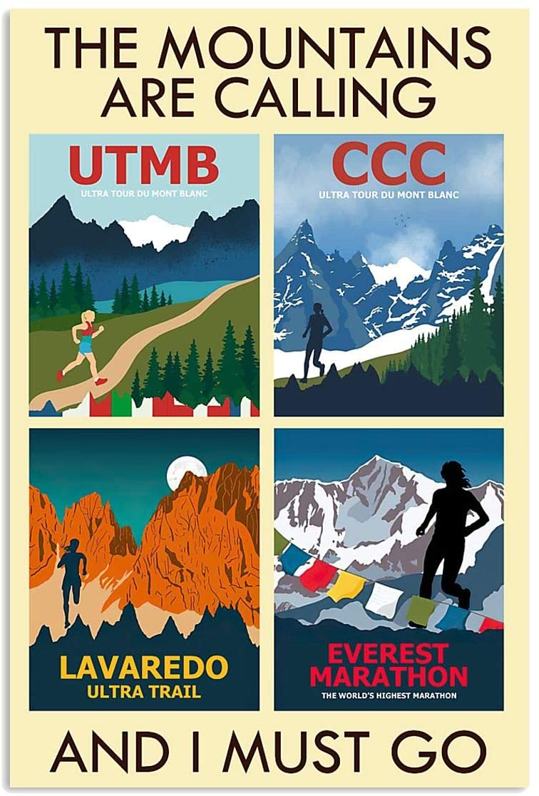 Vintage Running The Mountains Are Calling And I Must Go Poster Art Print      Home Decor Gift For Men Women Family Friend On Birthday Xmas