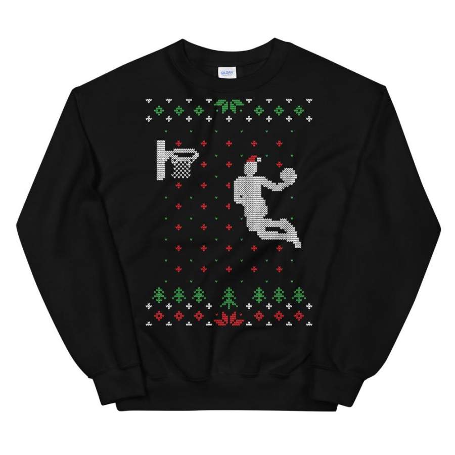 Basketball Dunk Christmas Ugly Sweater Design Unisex Sweatshirt