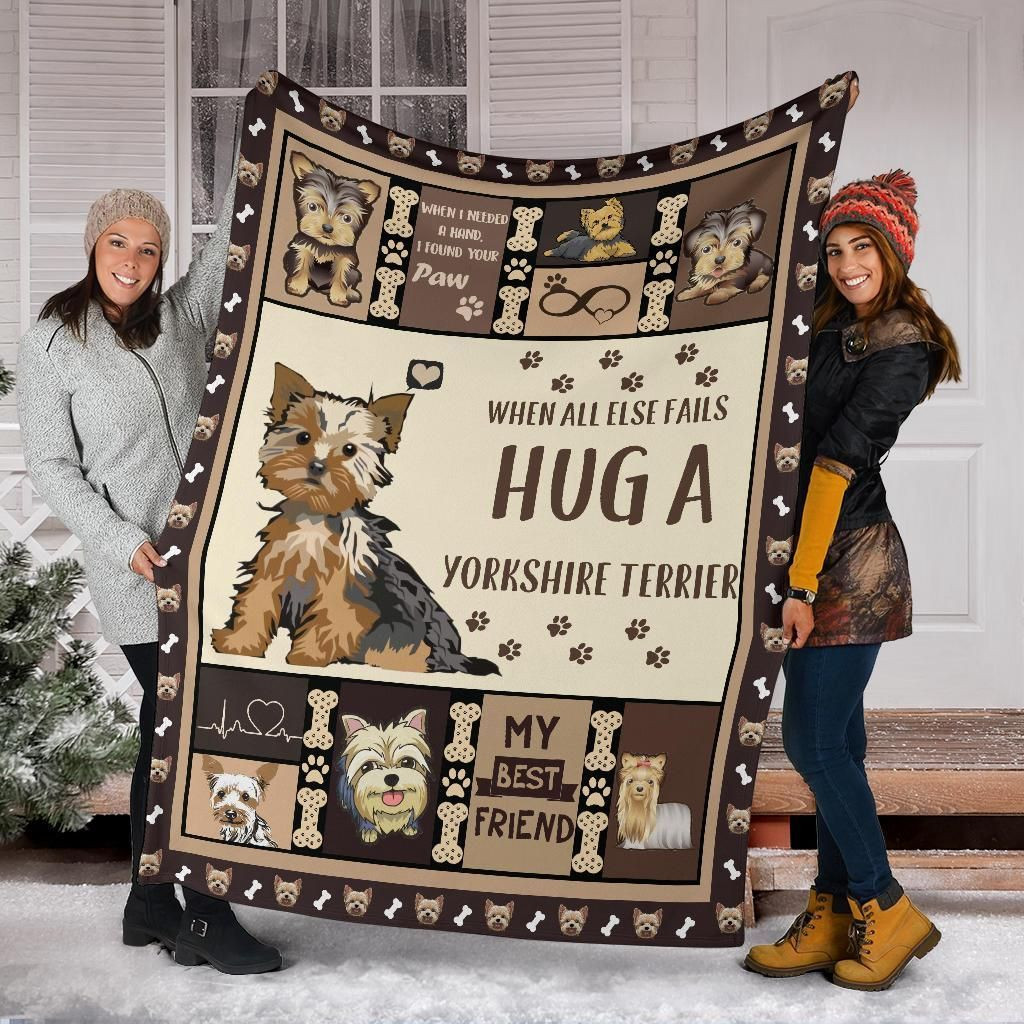 Hug A Yorkshire Terrier, Christmas Gift, Dog Lover Blanket