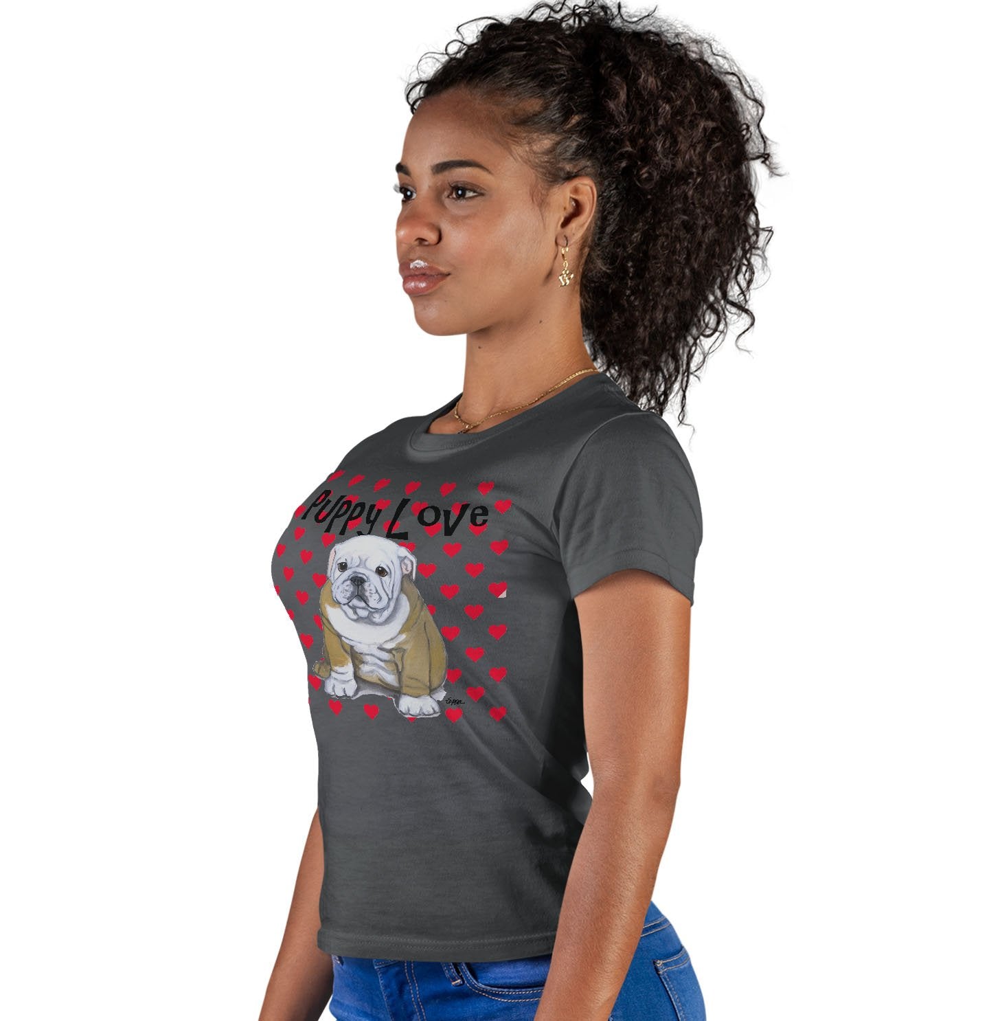 Bulldog Puppy Love – Women’S Fitted T-Shirt