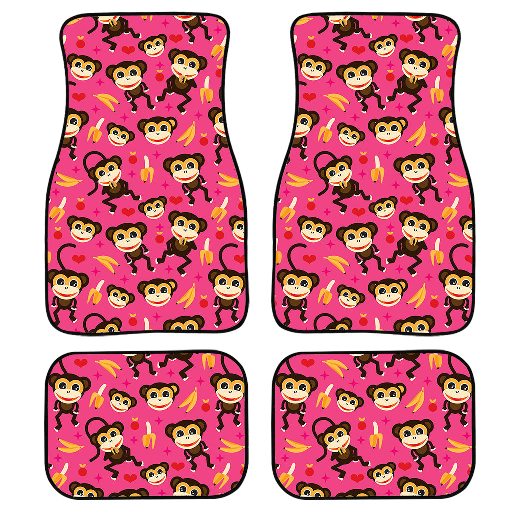 Monkey And Banana Pattern Print Front And Back Car Floor Mats, Front Car Mat