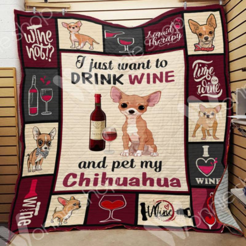 Wine and Chihuahua Dog Blanket NOV2802 79O50