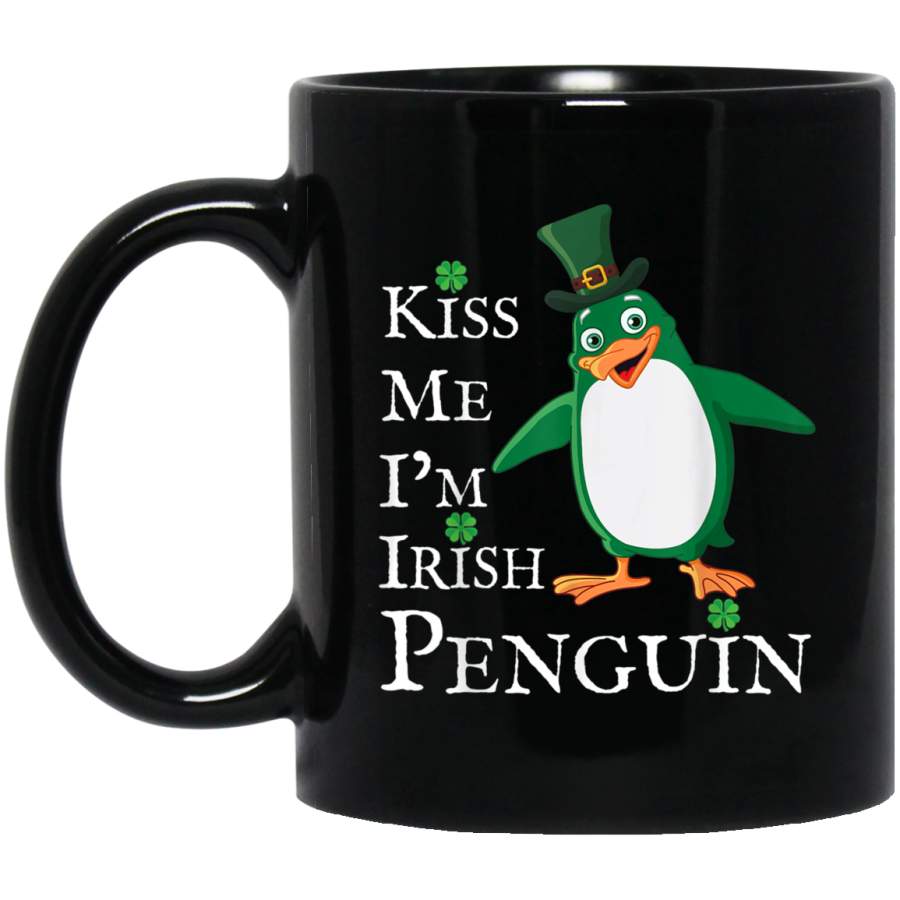 Kiss Me Im Irish Penguin Cute Penguin St Patricks Day Gift Mug