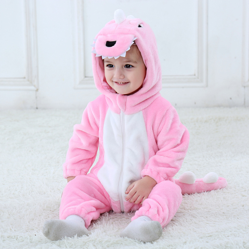 2019 Spring Children’s Garment Dinosaur Hooded Baby Boy Girl Newborn Clothes Cosplay Anime carnaval costumes For Kids onesie alx