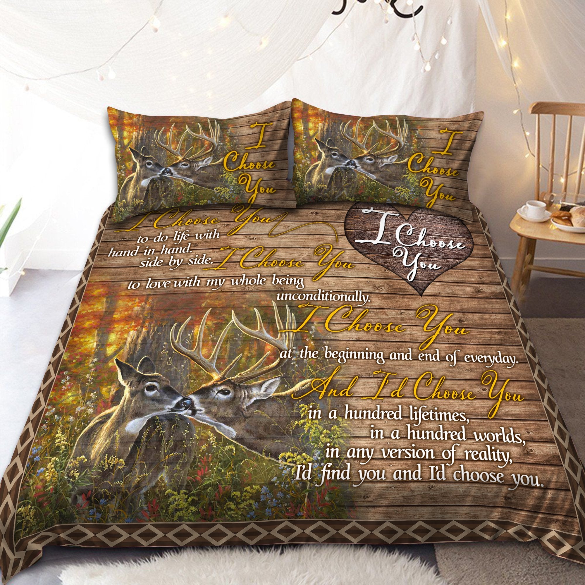 Tmarc Tee Deer Lovers: Romantic Bedding Set Pi17082004