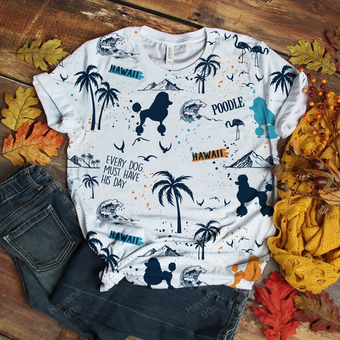 Poodle T-shirt Hawaii Colorful Dogs