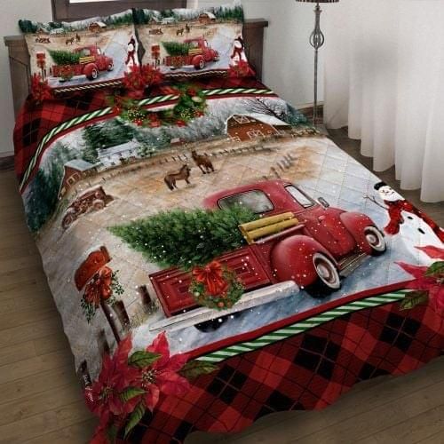 Christmas Gift  Farmer Truck Quilt Set