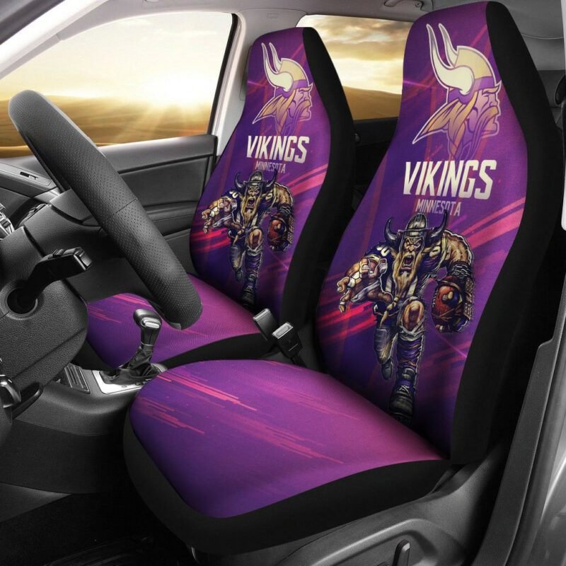 Minnesota Vikings American Football Team  Giant Viking Holding Rugby Running Pink Purple Car Seat Covers