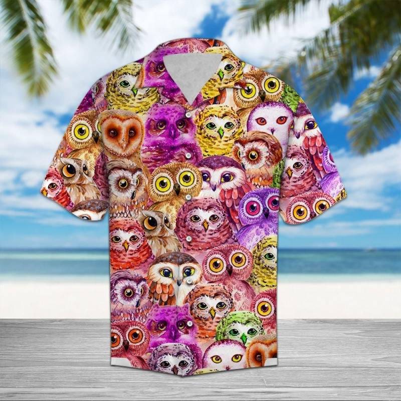 Artsyhomes Owl Color Hawaiian Ha34756