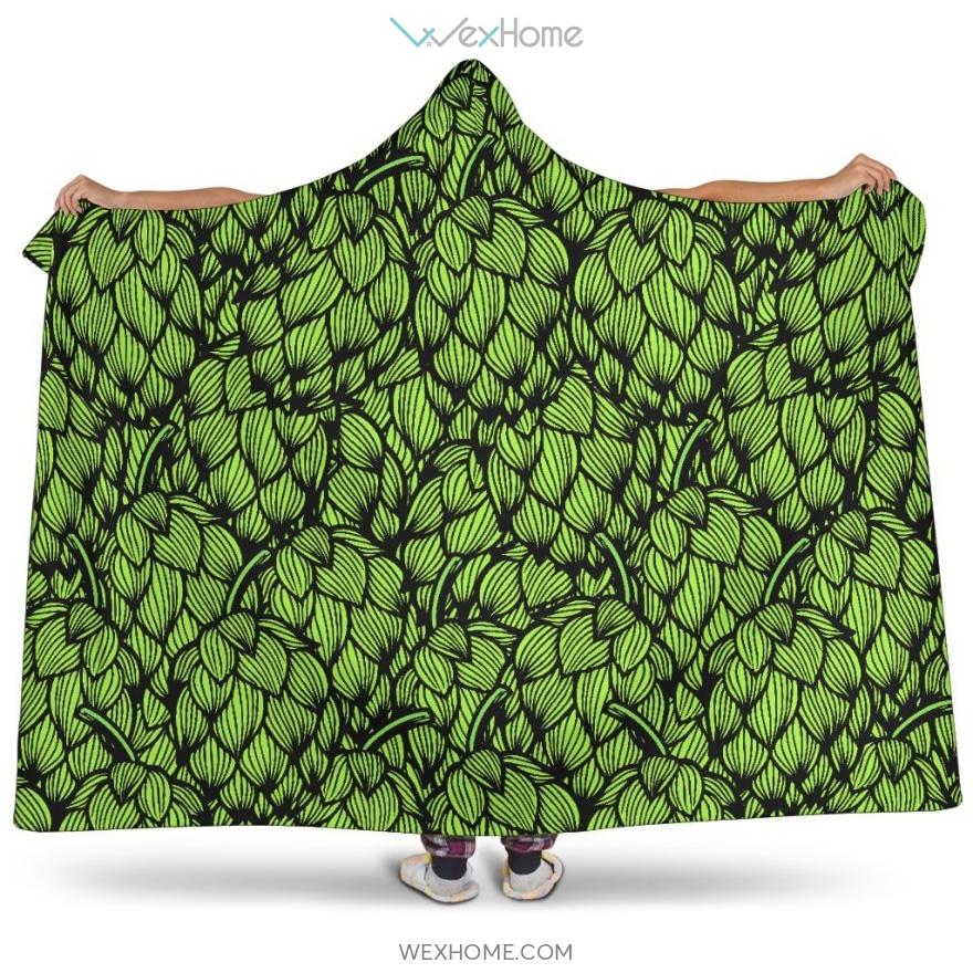 Green Hop Pattern Hooded Blanket