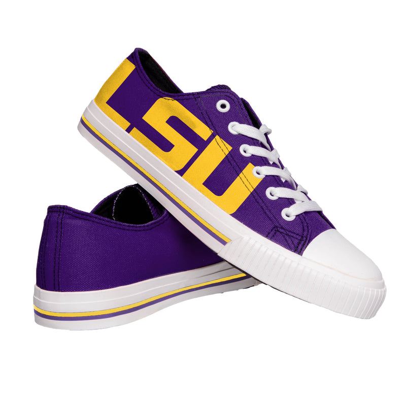 LSU Tigers NCAA Mens Low Top Big Logo Canvas Shoes