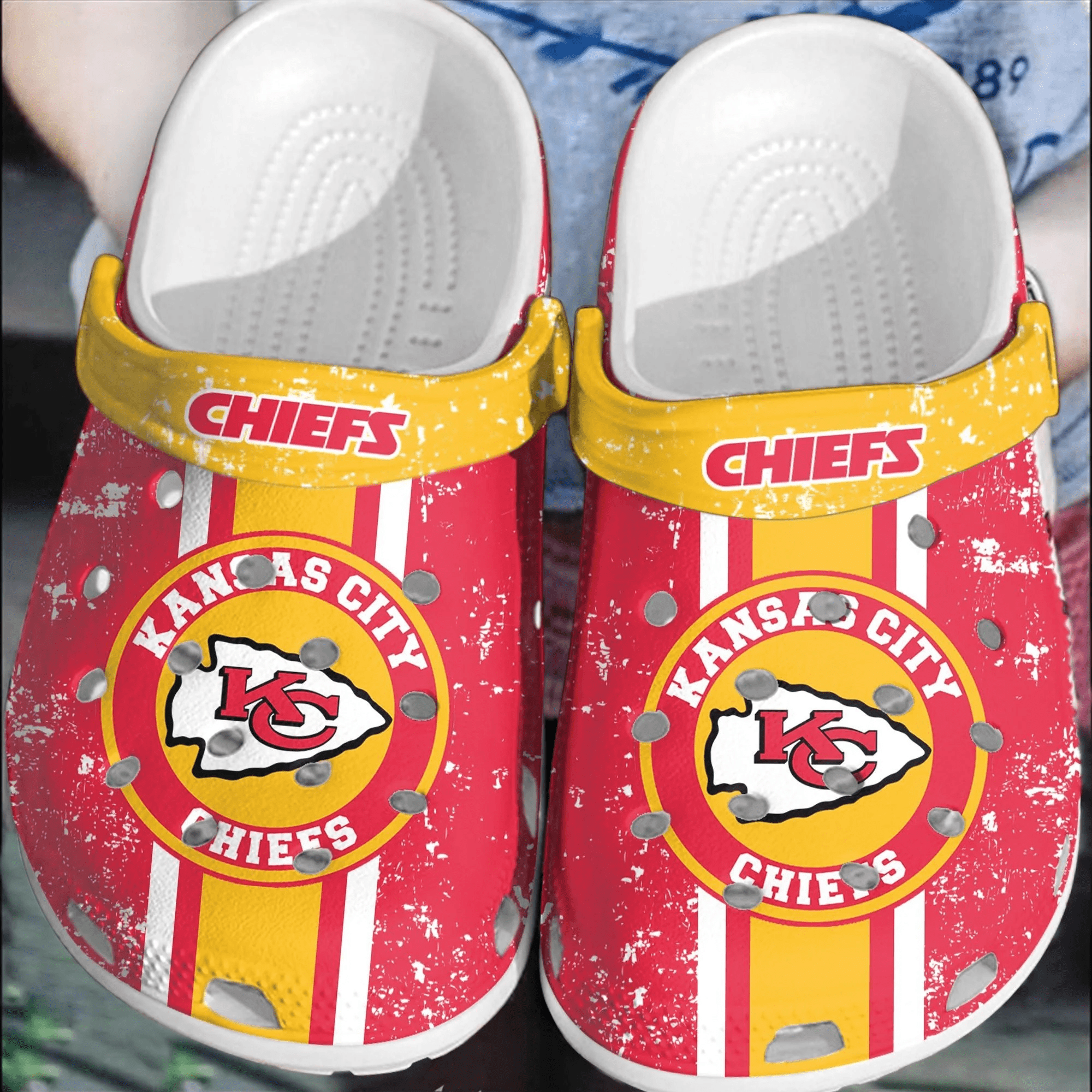 NFL KC Chiefs Football Crocband Comfortable Clogs Shoes For Men Women