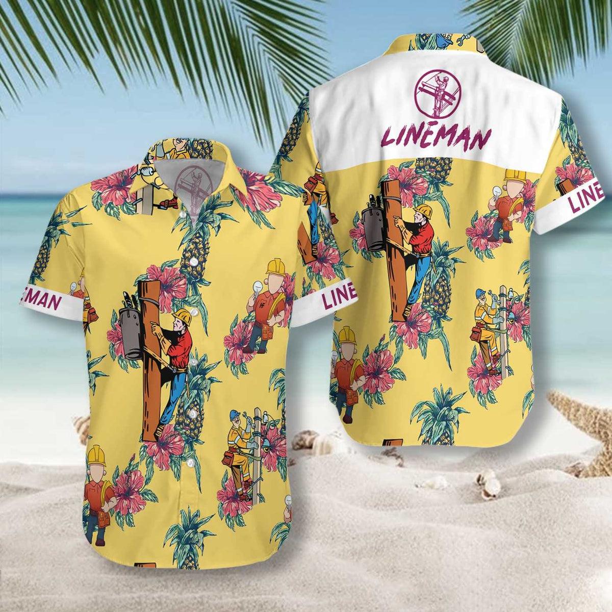 Lineman Pineapple Seamless Hawaii Shirt For Men Women Ha19349