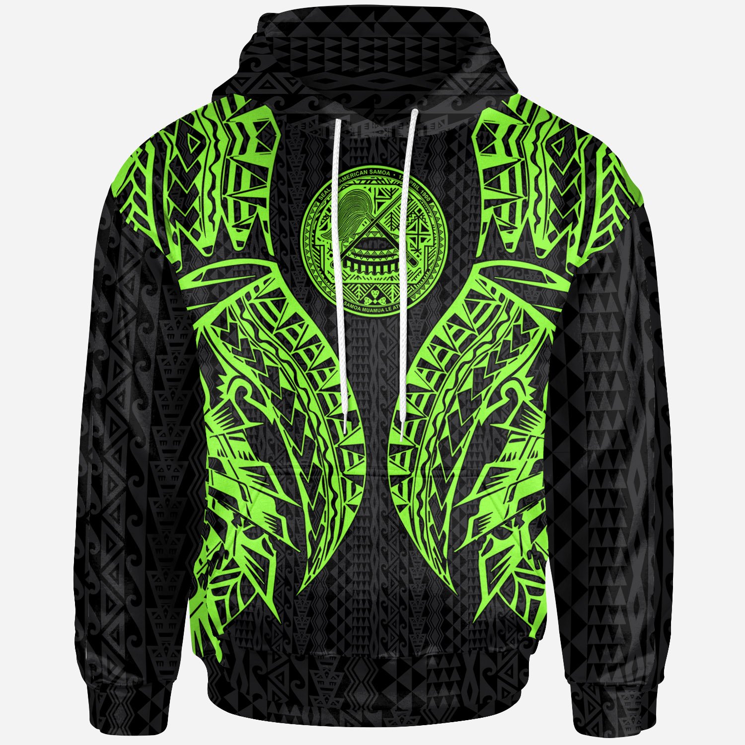 American Samoa Hoodie – Polynesian Lion Head Green Style – BN39