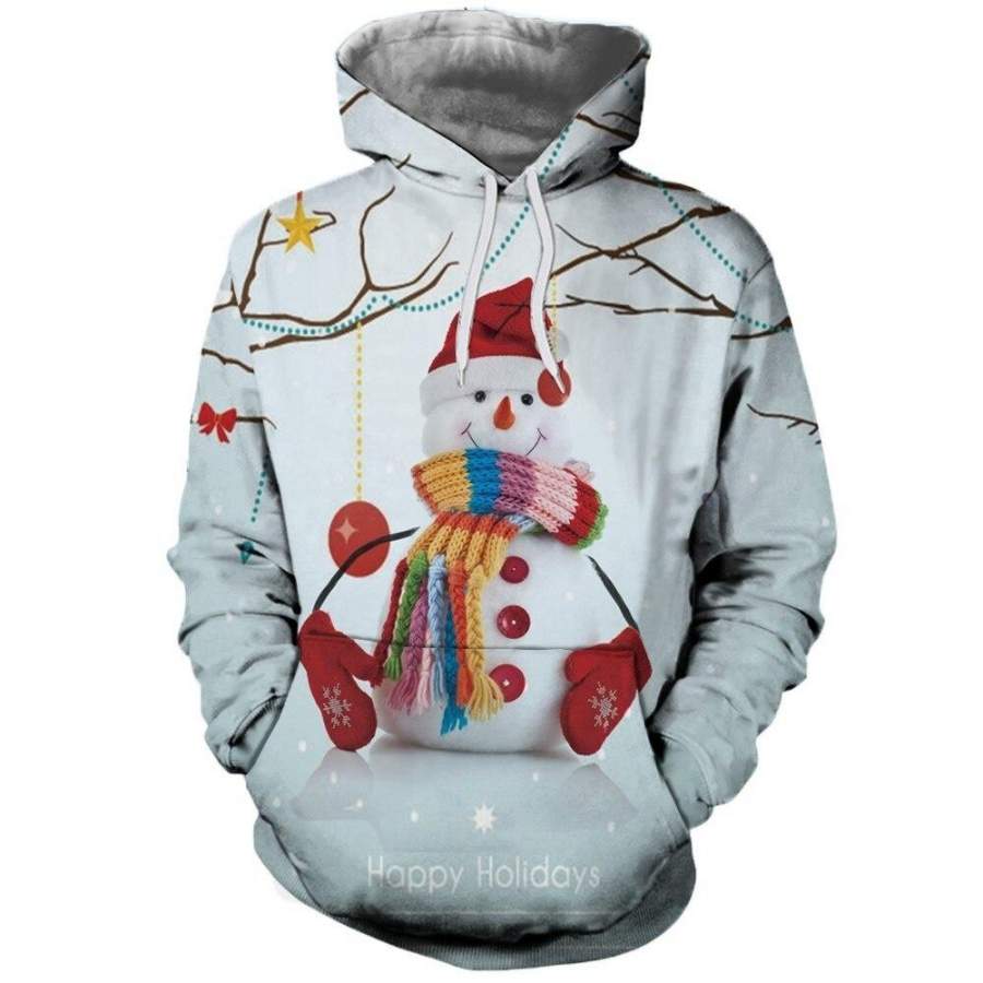 New Hoodies Casual Sweatshirt Christmas Lover Snowman 3d Print Long Sleeve Hoodies