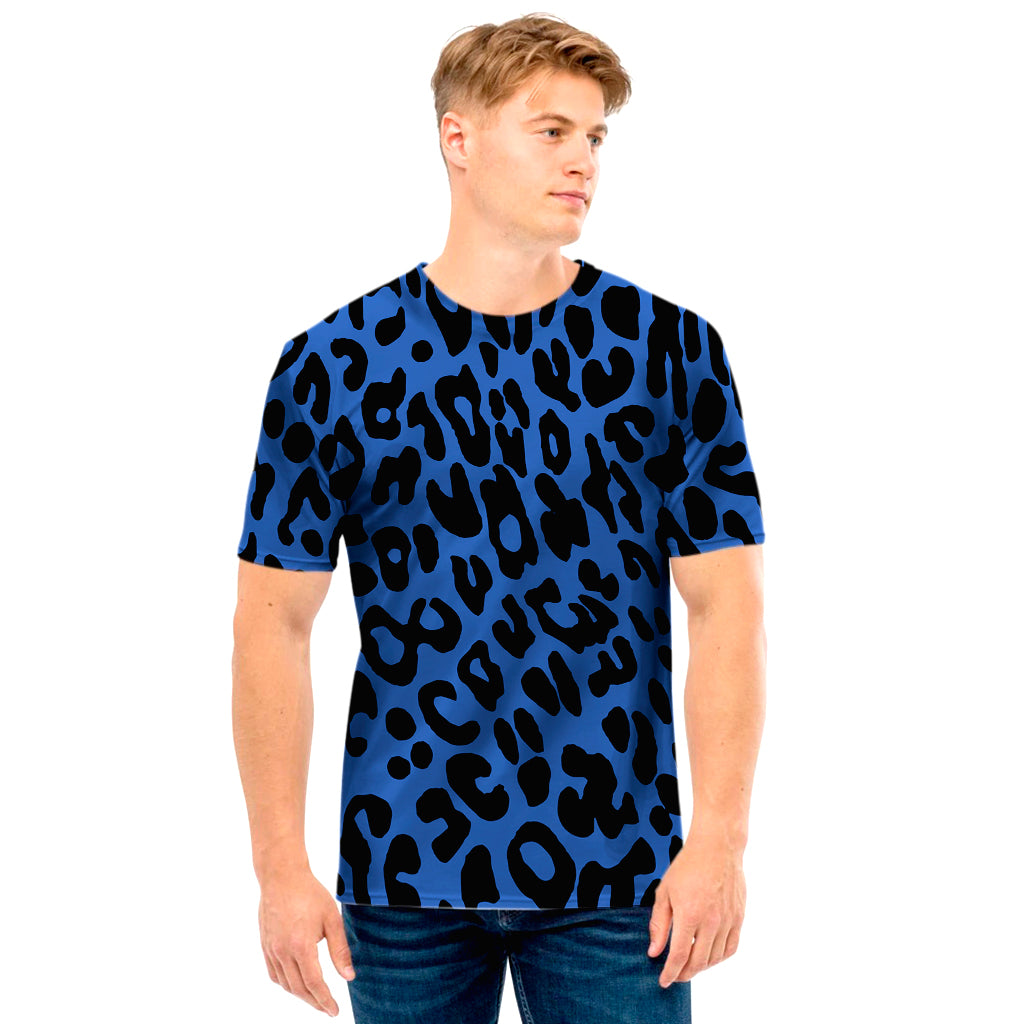 Blue Leopard Print Men’S T-Shirt