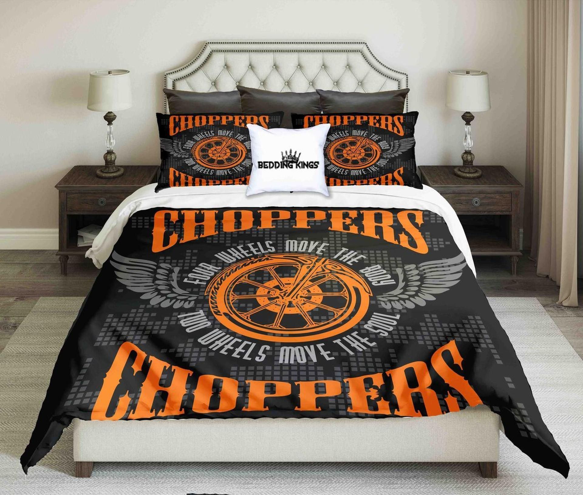 Choppers Orange Black Kings 3D Customize Bedding Set DuvetCover Setbedroom Set Be