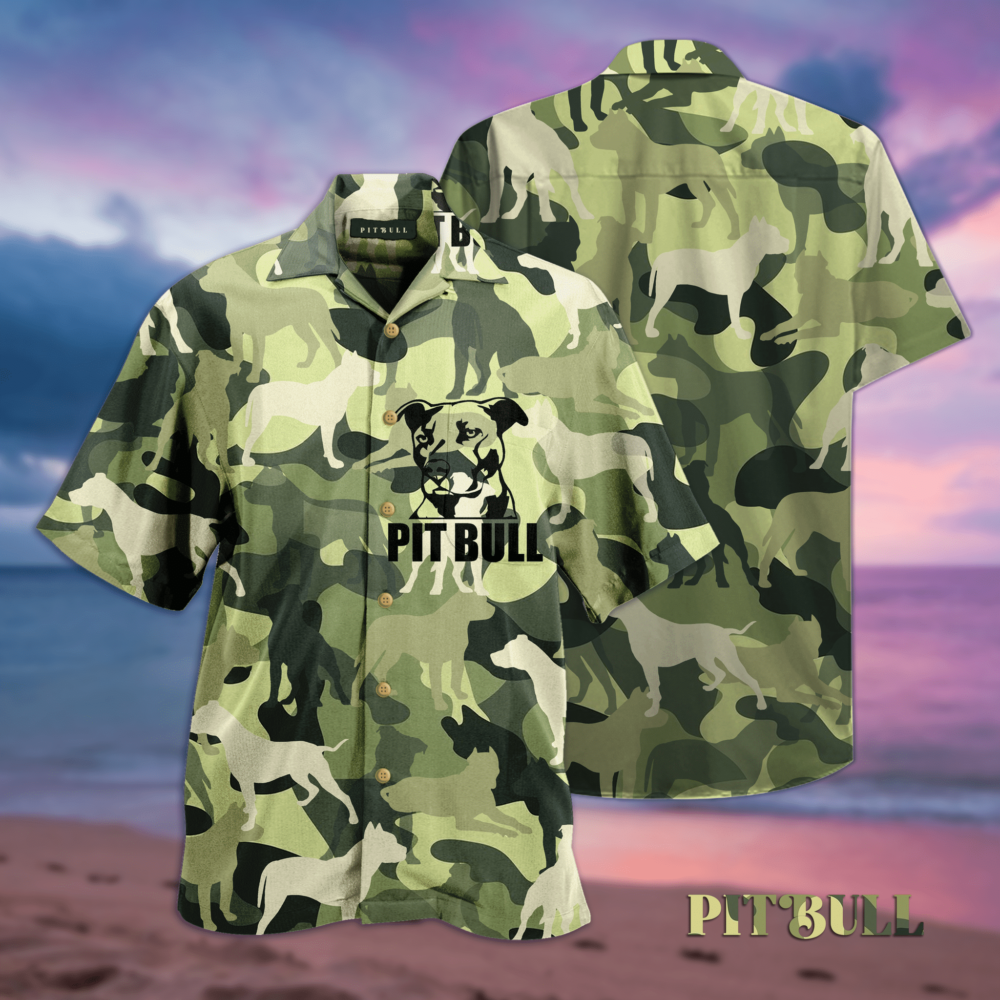 Discover Cool Pitbull Camo Hawaii Aloha Shirts Ha66009