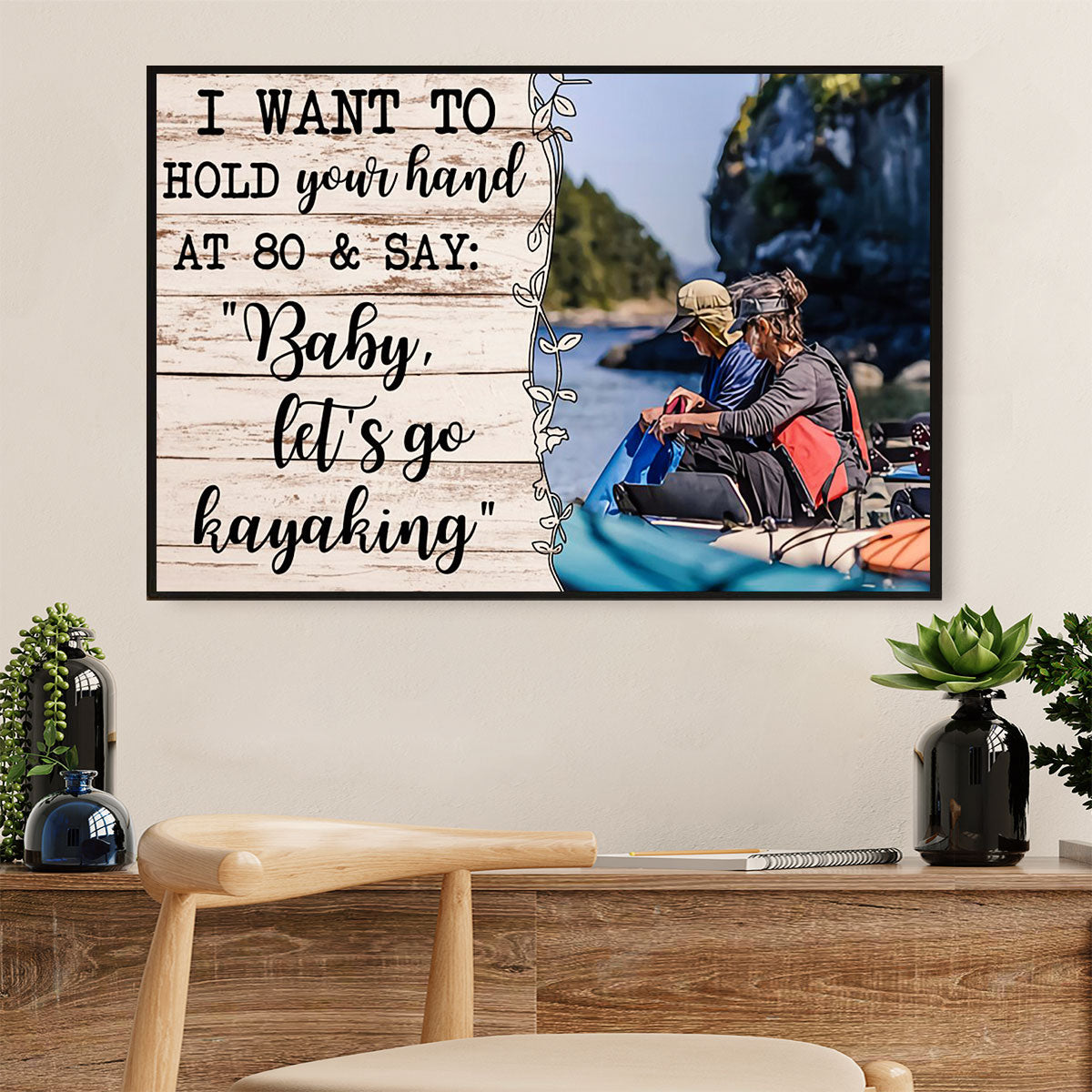 Kayaking Poster Prints | Old Couple Husband Wife | Wall Art Gift For Kayaker